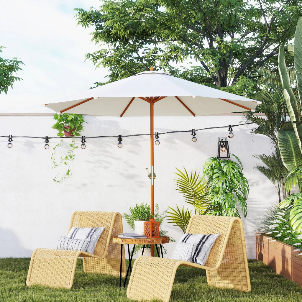 Ombrellone da giardino rotondo ¨C Minimal ¨C beige, legno, ? 2,7 m