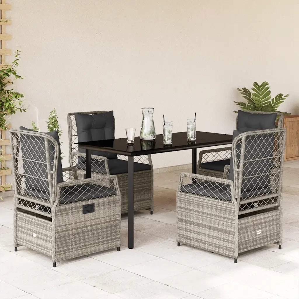 Set da Pranzo da Giardino 5 pz con Cuscini in Polyrattan Grigio 3262994