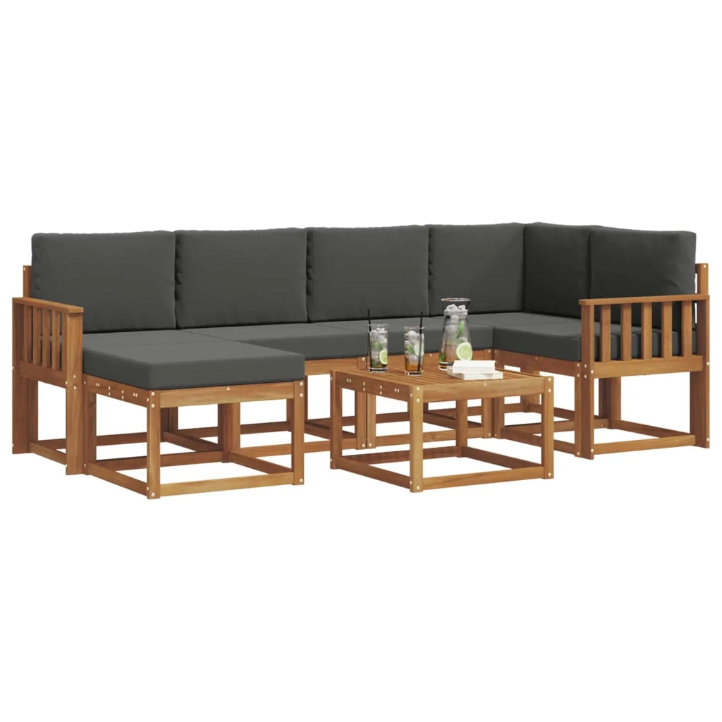 Set di divani da esterno con cuscino 7 pcs Naturale e Antracite 3366670