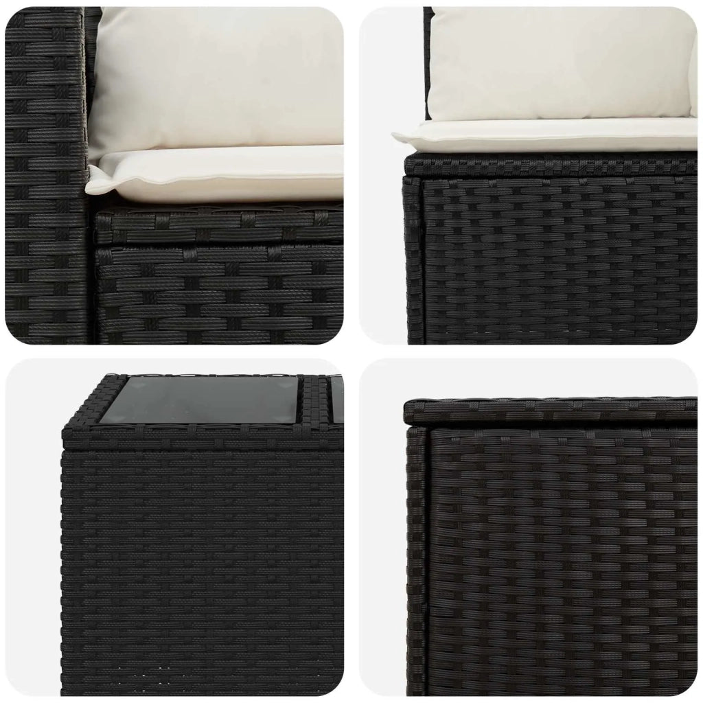 Set di divani 8 pz Nero e Bianco Crema 3448369