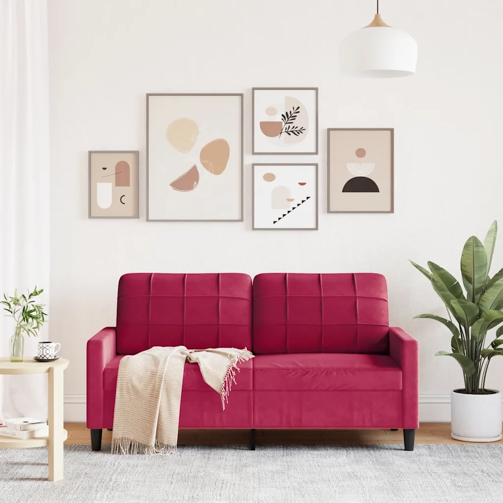 Divano a 2 Posti-Sofa 2 Posti Rosso Vino 140 cm in Velluto 315938