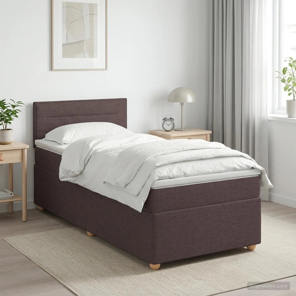 Letto box spring con materasso Marrone Scuro 90 x 190 cm 3452306