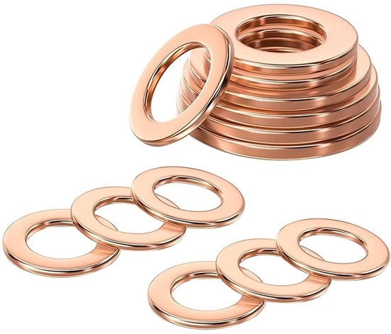 Anelli di chiusura in rame - 20 pezzi - Anelli piatti - ID 8 mm - OD 12 mm - Materiale duraturo