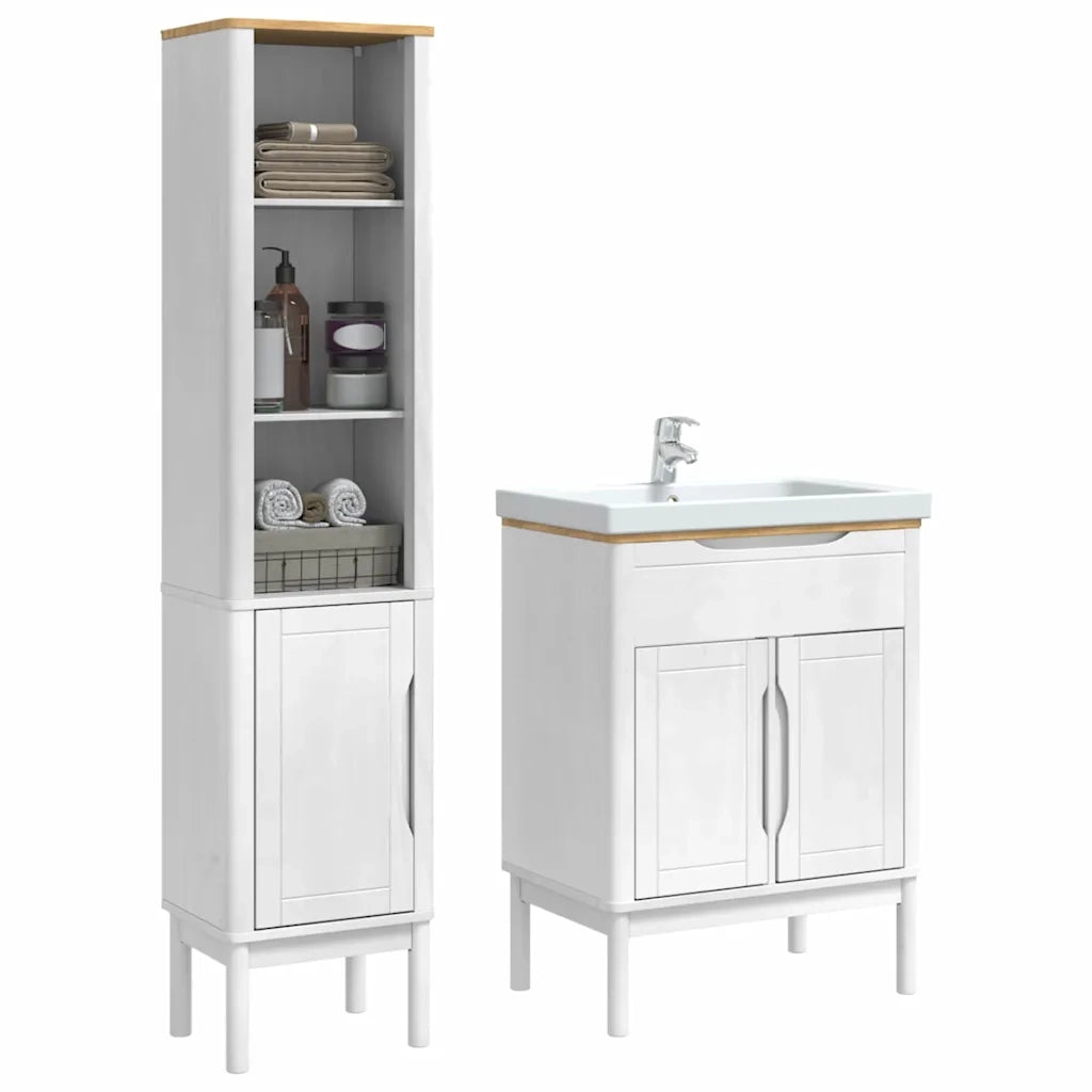 Set di mobili per il bagno con lo scaffale FLORO 2 pcs Bianco