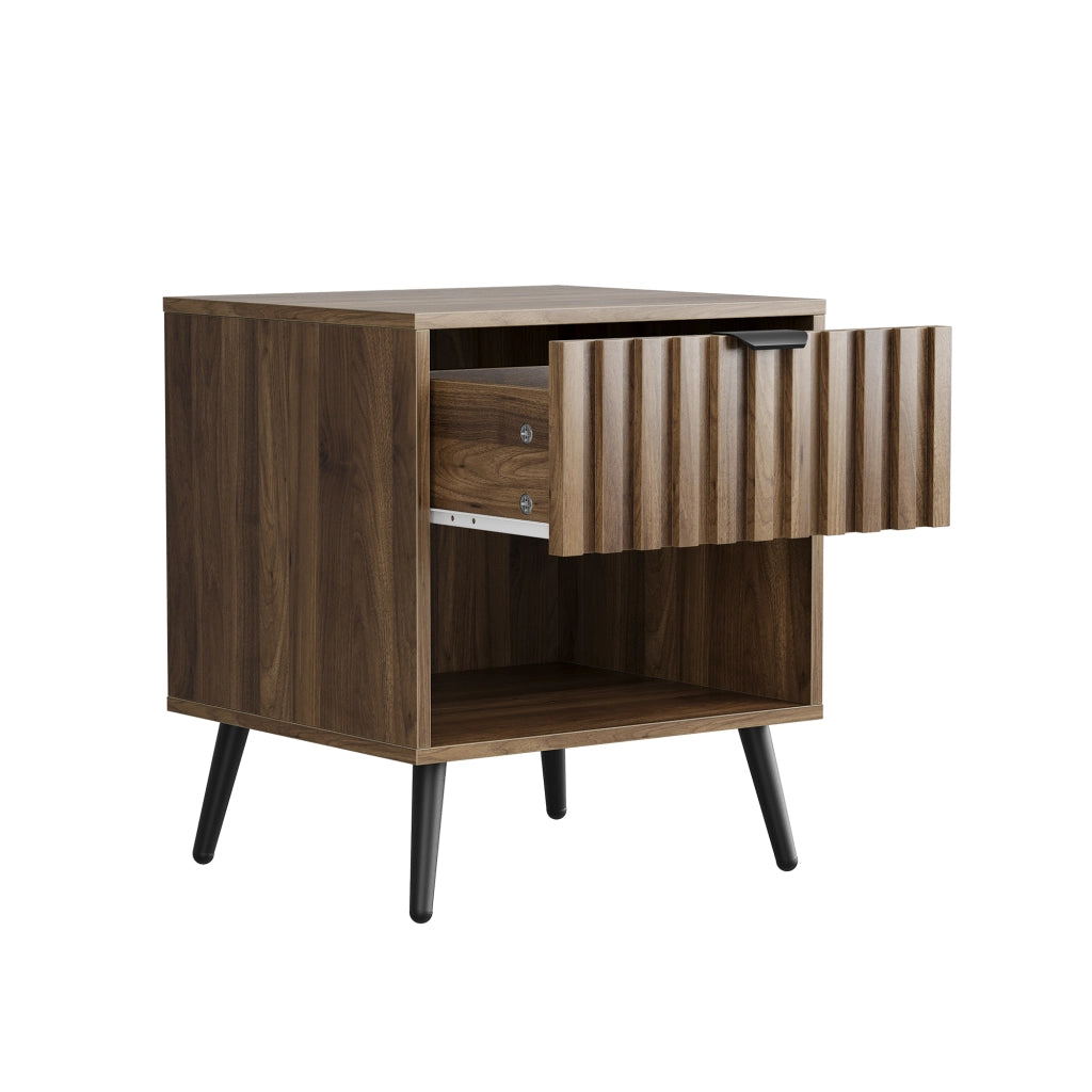 Tavolino Comodino con Cassetto ¨C MINIMAL ¨C Noce, 45x40x53 cm