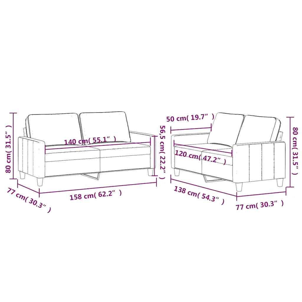 Set di Divani 2 pz con Cuscini Blu in Velluto