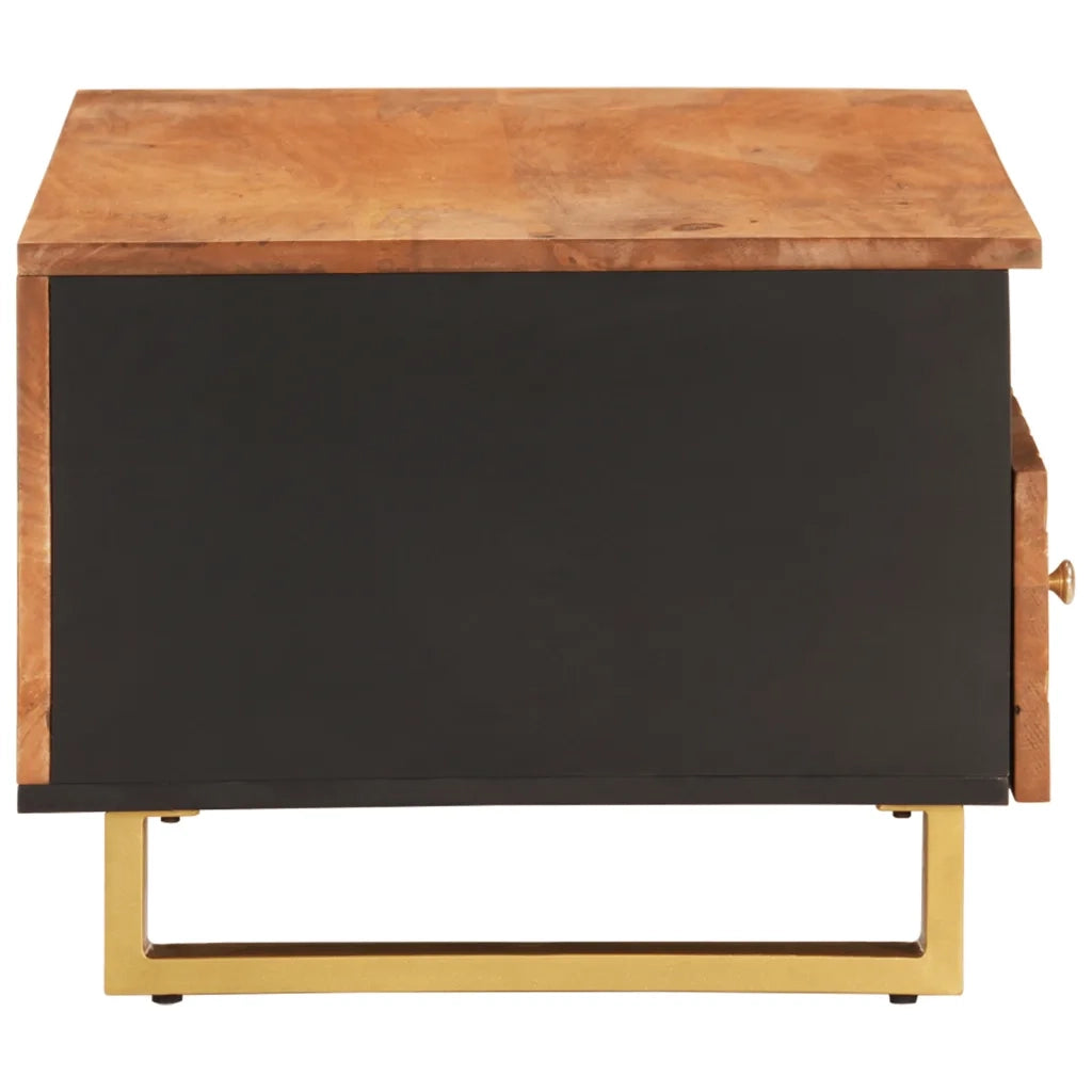 Tavolino da Salotto-Tavolino da soggiorno-Tavolo Marrone e Nero 80x54x40 cm Legno di Mango