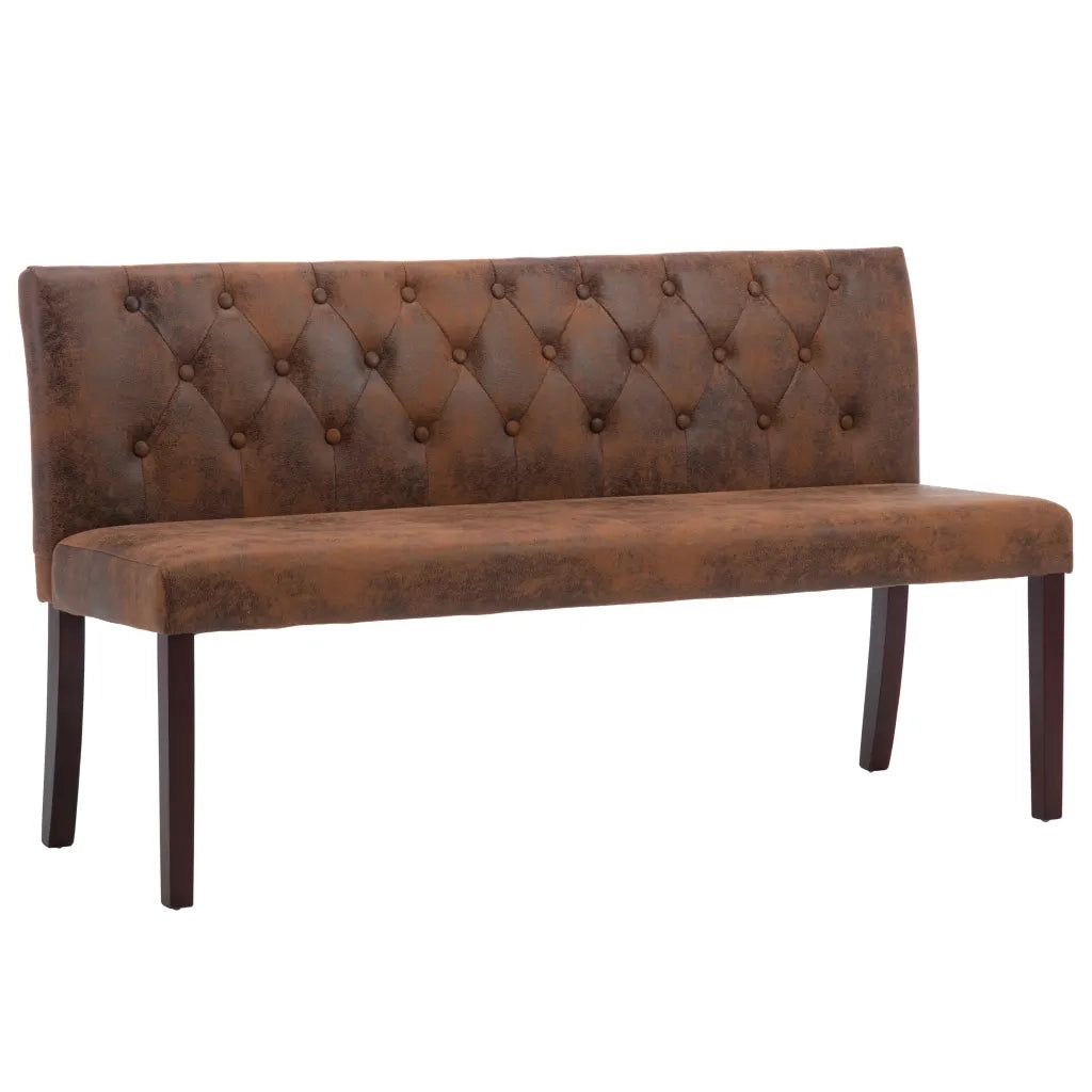 Panca-Sgabello 148,5 cm Marrone in Similpelle Scamosciata