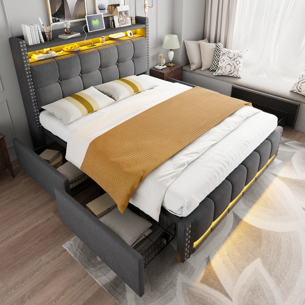 letto imbottito lino grigio 160 x 200 cm