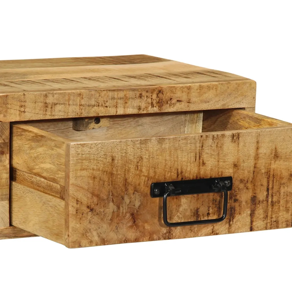 Comodino a Parete in Legno Grezzo Massello di Mango 4017452