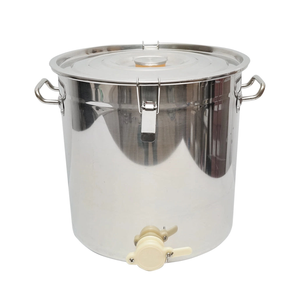 Maturatore in acciaio inox con coperchio per miele, capacità 40 kg