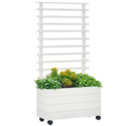 Fioriera con Spaliera su Ruote ¨C Xylo ¨C Legno Naturale Bianco 76x30x155 cm