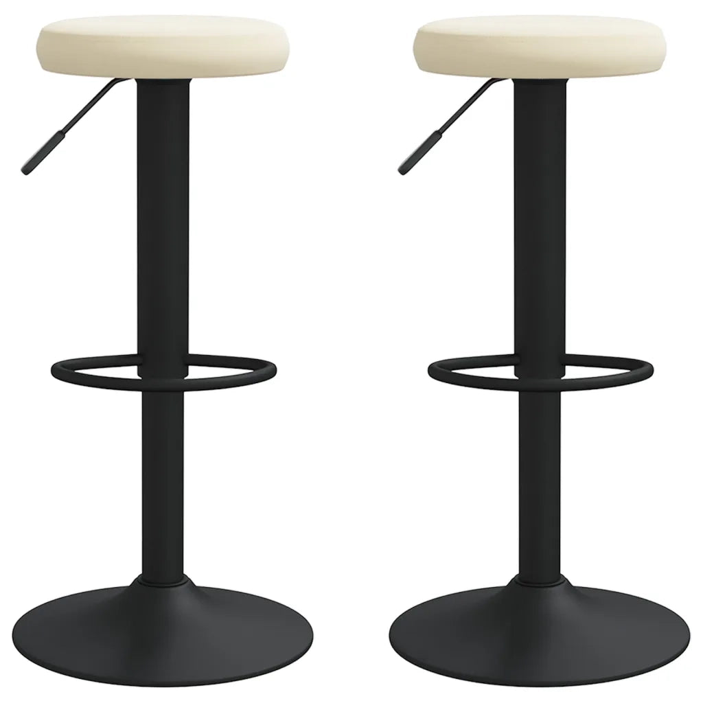 Sedie da Bar 2 pz Crema in Velluto 333142