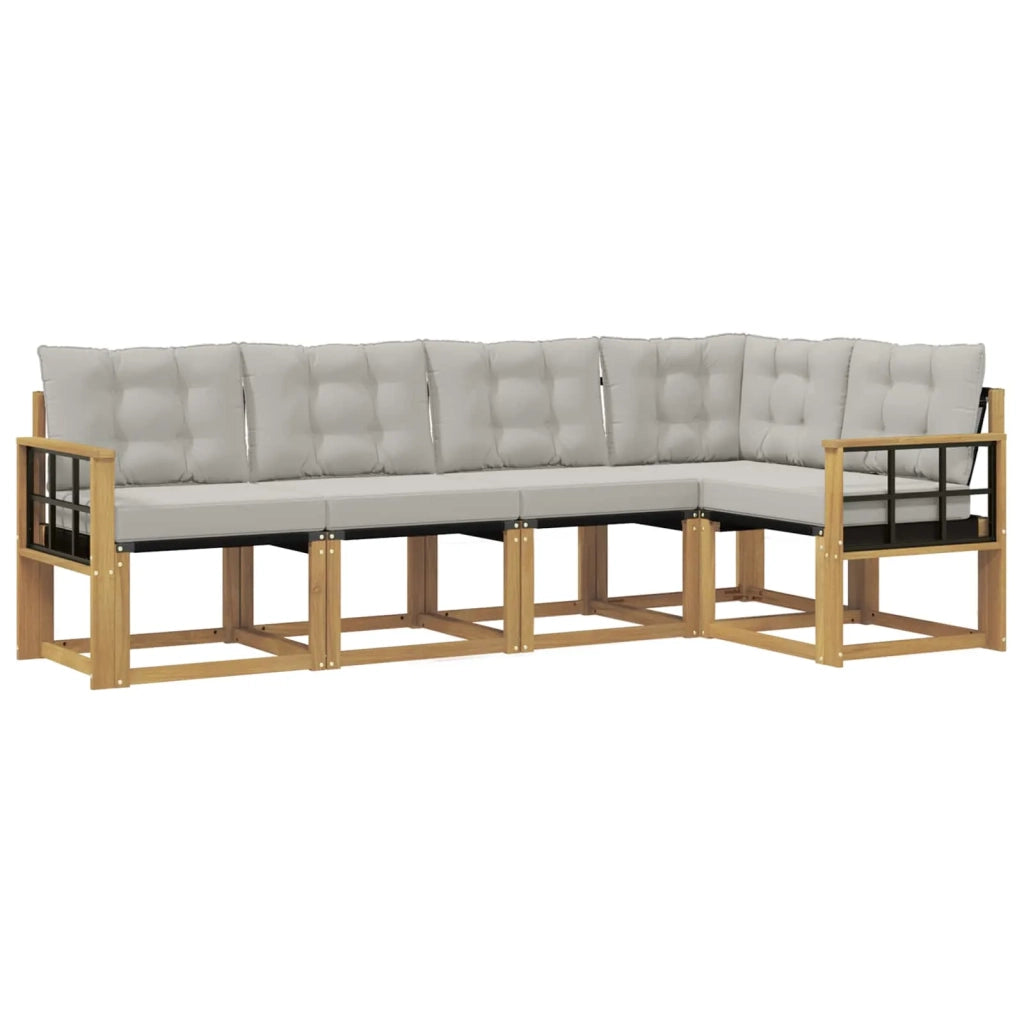 Set di divani da esterno 5 pz Bianco e Grigio Chiaro 3389481