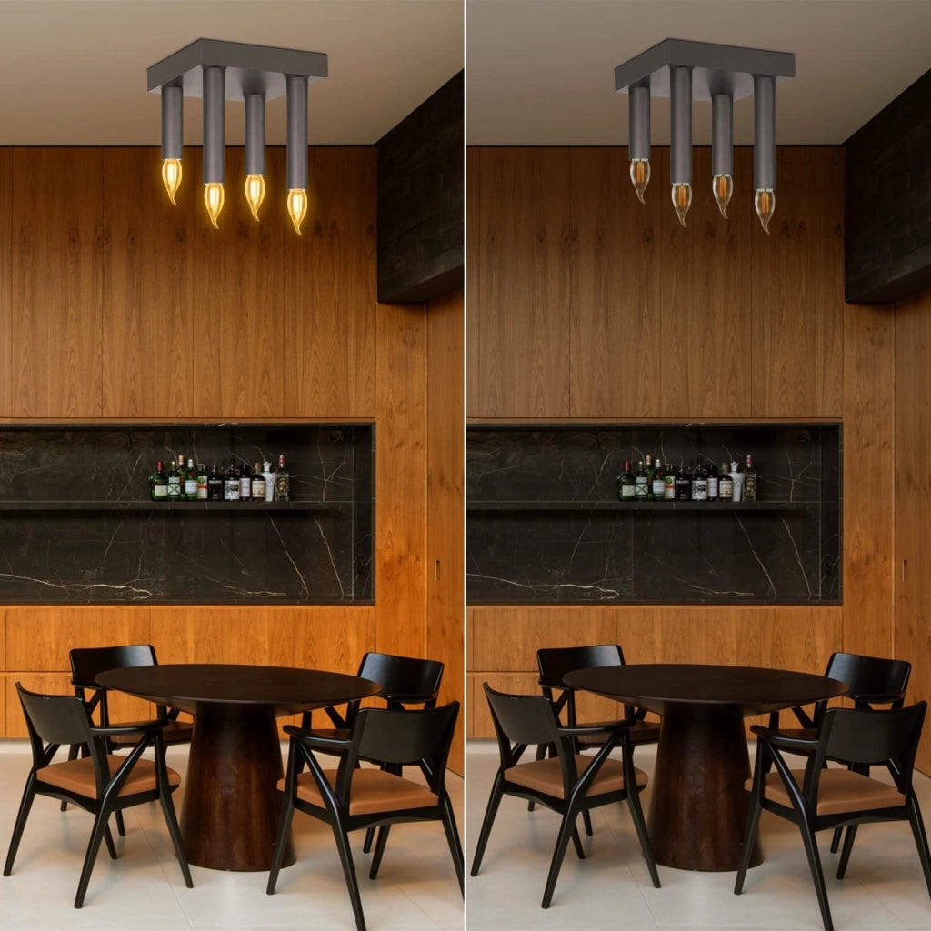 ZMH Lampada da soffitto in metallo grigio industriale retrò E14 per cucina e sala da pranzo
