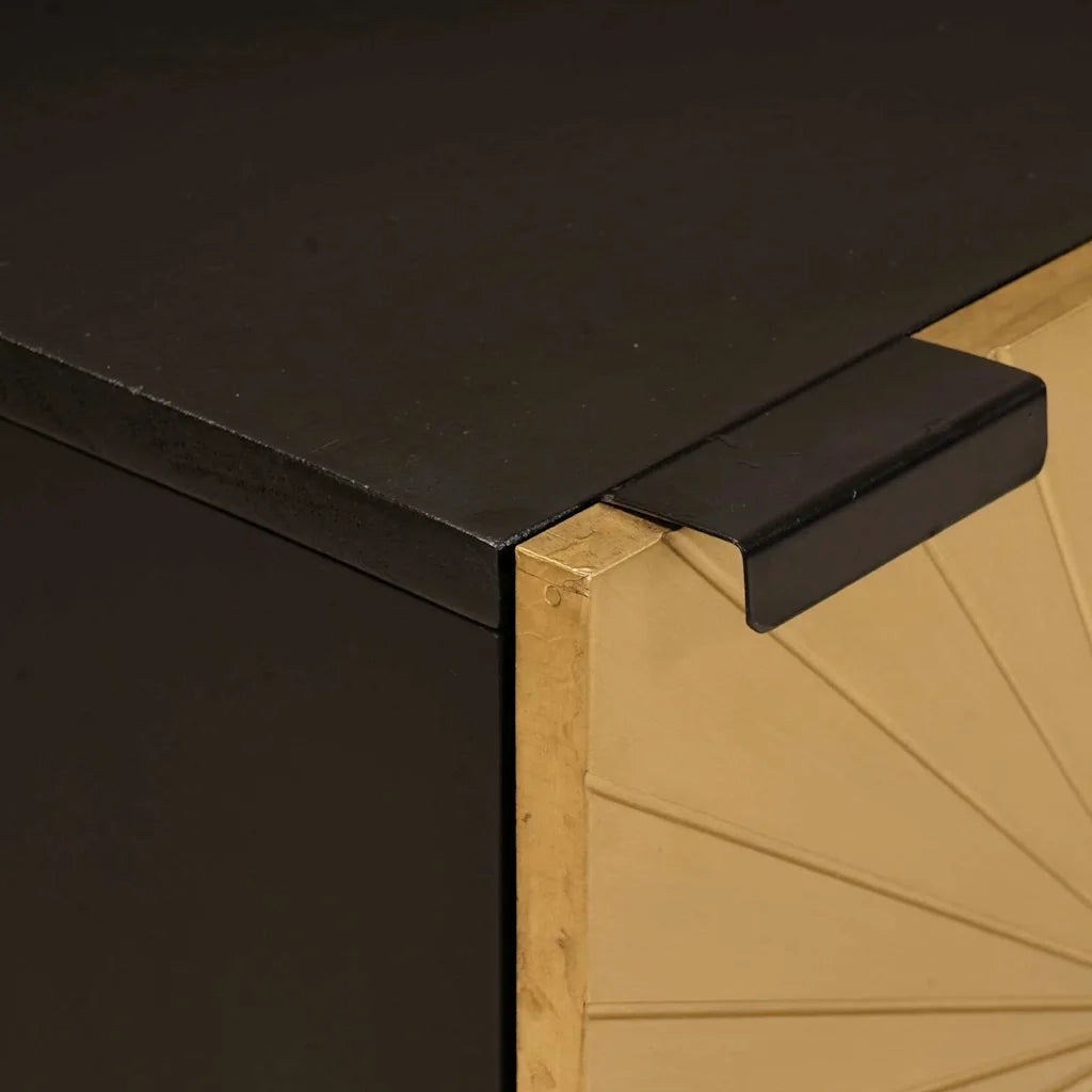 Comodino | Armadio da Notte | Mobiletto da notte Nero e Oro 40 x 33 x 46 cm
