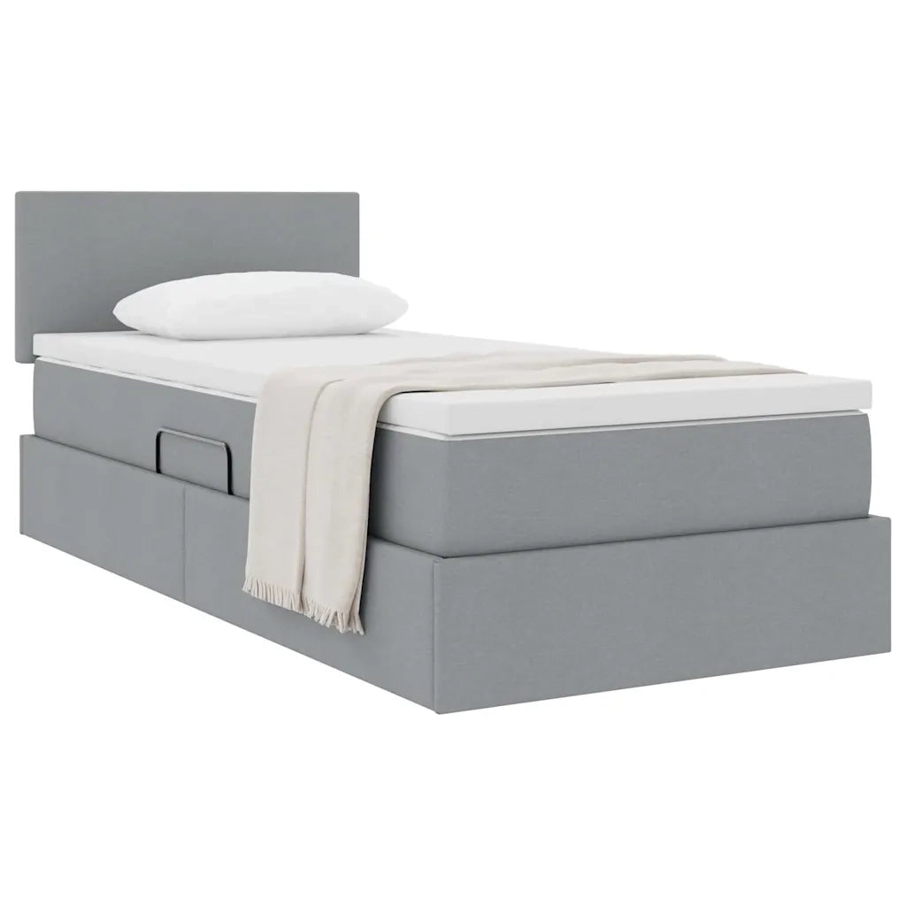 Letto con contenitore e materasso Grigio chiaro 90 x 200 cm 3370419