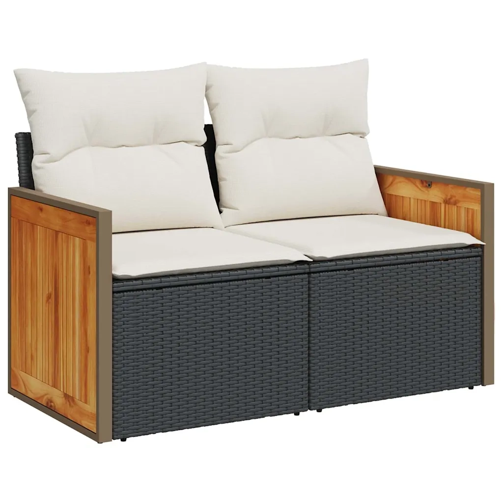 Set Divani da Giardino con Cuscini 7pz Nero Polyrattan 3326039