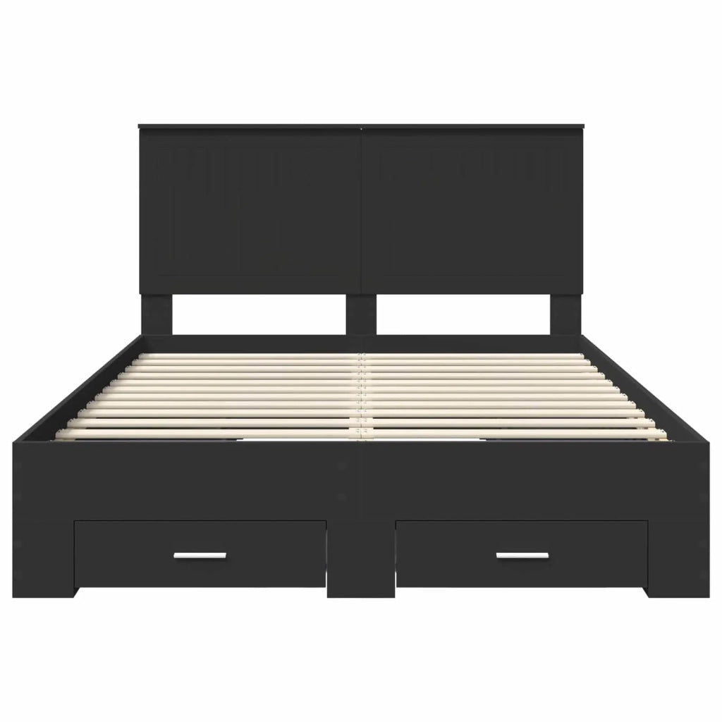 Letto matrimoniale | Letto per adulti | Struttura del letto Nero 135 x 190 cm Legno multistrato
