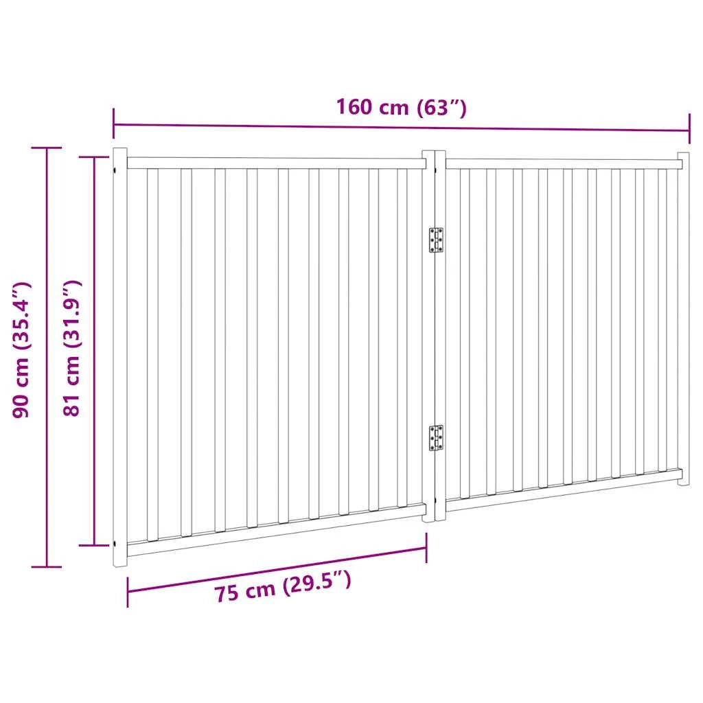 Cancelletto di sicurezza pieghevole per cani 2 pannelli 160 cm legno massello di abete nero 02_0023053