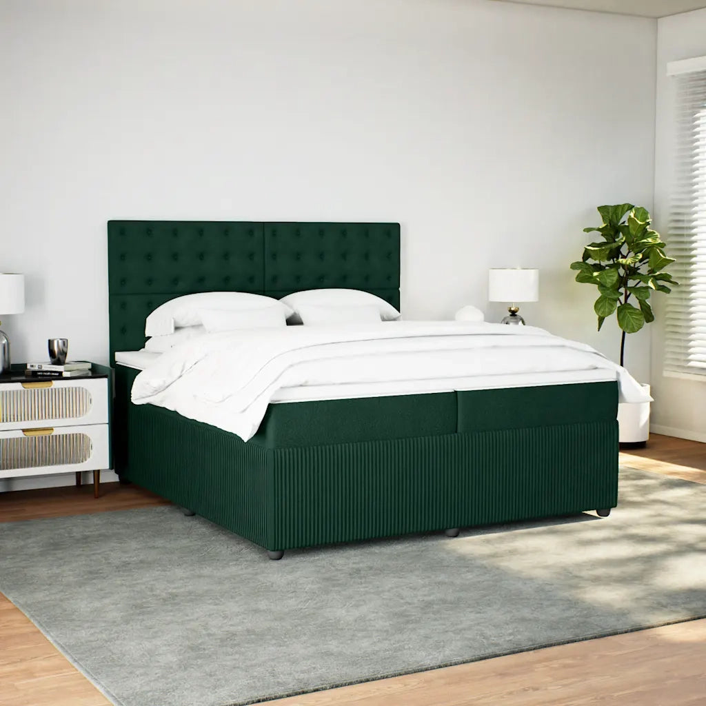 Giroletto a Molle con Materasso Verde Scuro 200x200 cm Velluto 3292445