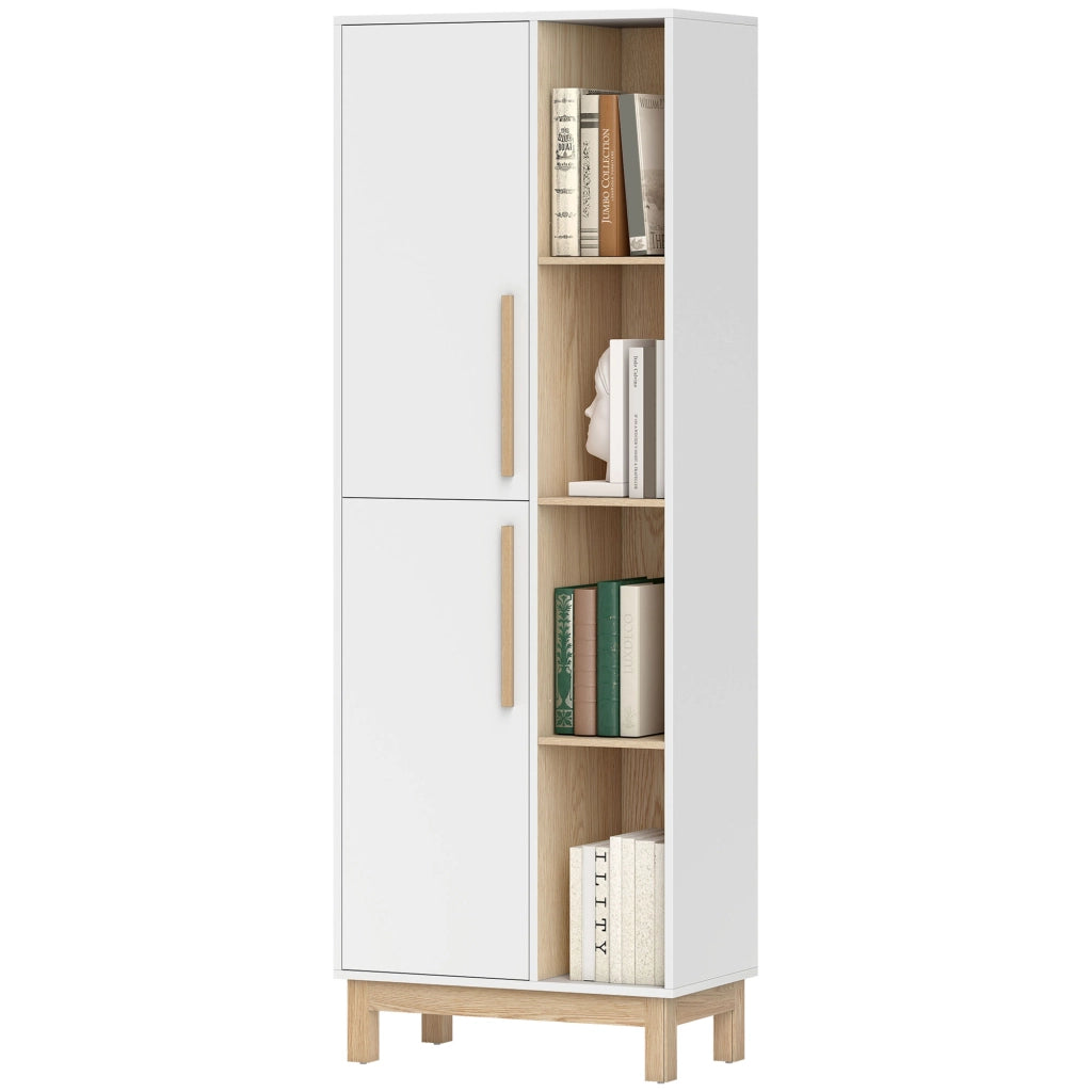 Libreria 176 cm ¨C Xylo ¨C 4 ripiani aperti 2 ante MDF bianco