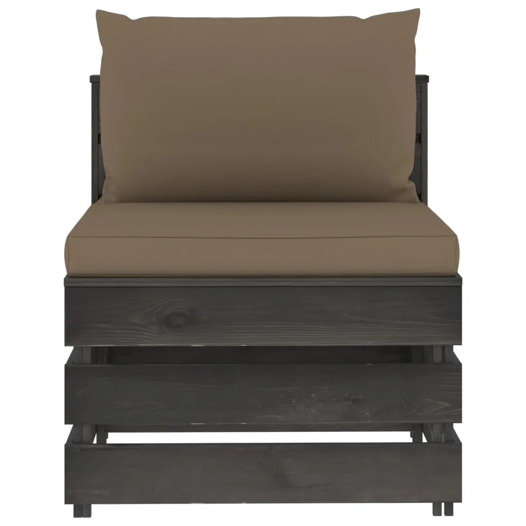 Divano Centrale Modulare con Cuscini in Legno Impregnato Grigio 3068128