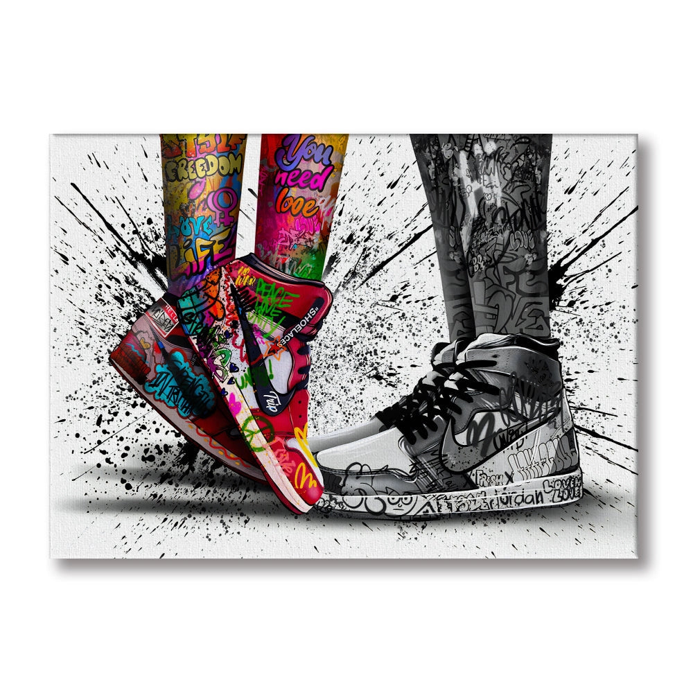 Sneakers -  Quadro Canvas Contemporaneo su telaio in legno Misura: 70X50 cm