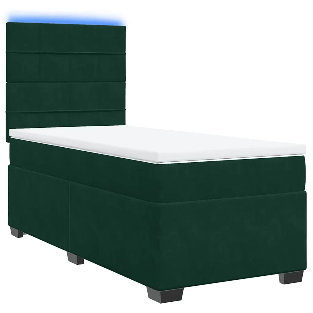 Giroletto a Molle con Materasso Verde Scuro 90x190 cm Velluto