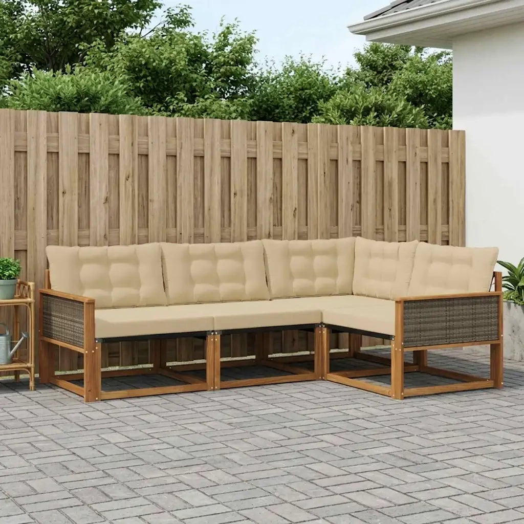 Set di divani da esterno con cuscino 4 pcs Naturale e Beige 3381389