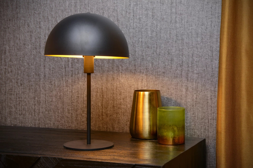 Lampada da tavolo Siemon nera Lucide E14 40 cm acciaio