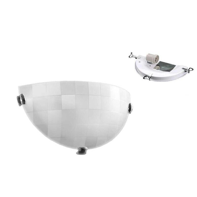 PLAFONIERA APPLIQUE DA 30CM CON DESIGN A QUADRI IN COLORE BIANCO