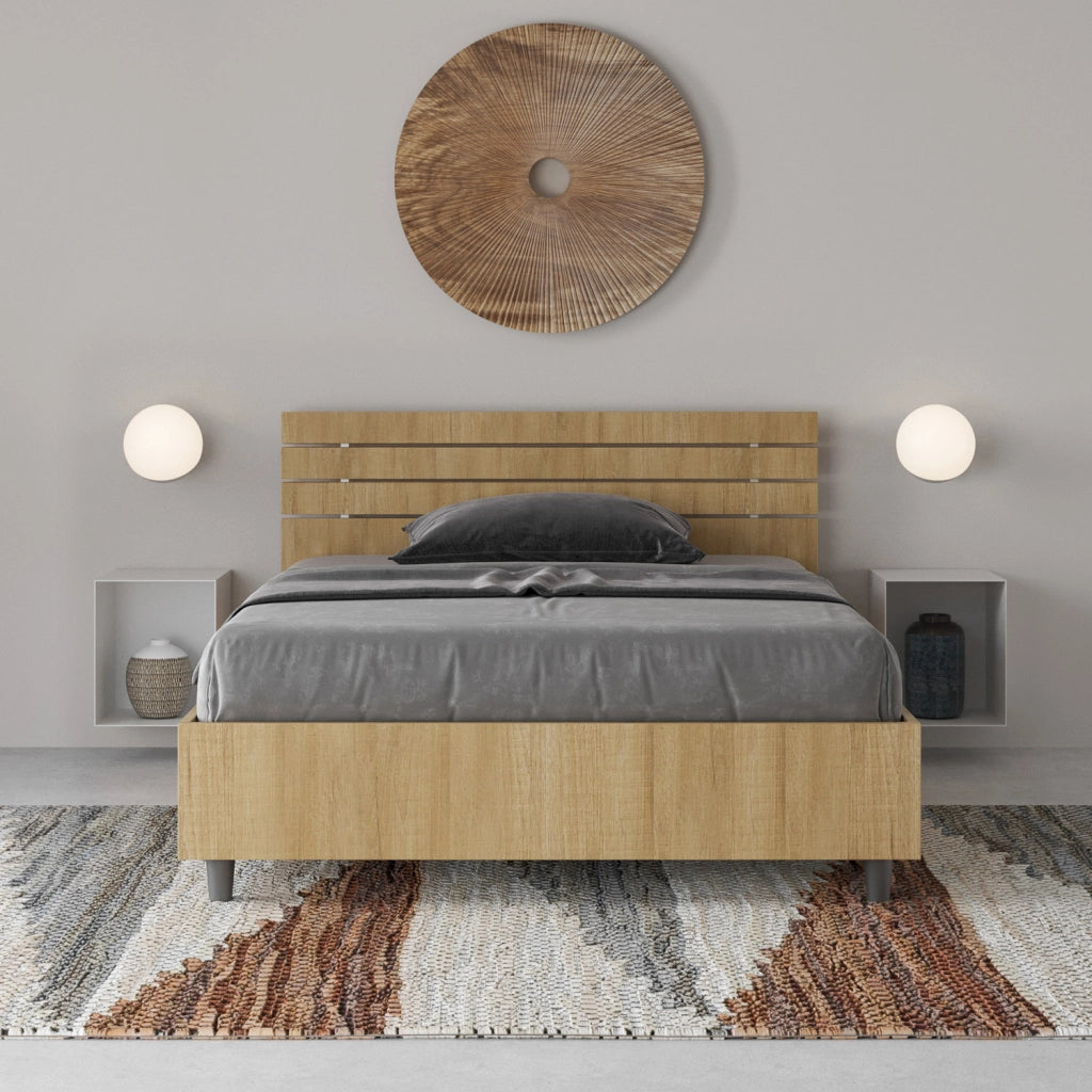 BS COM Letto una piazza e mezza contenitore 120x190 testata dritta con doghe quercia