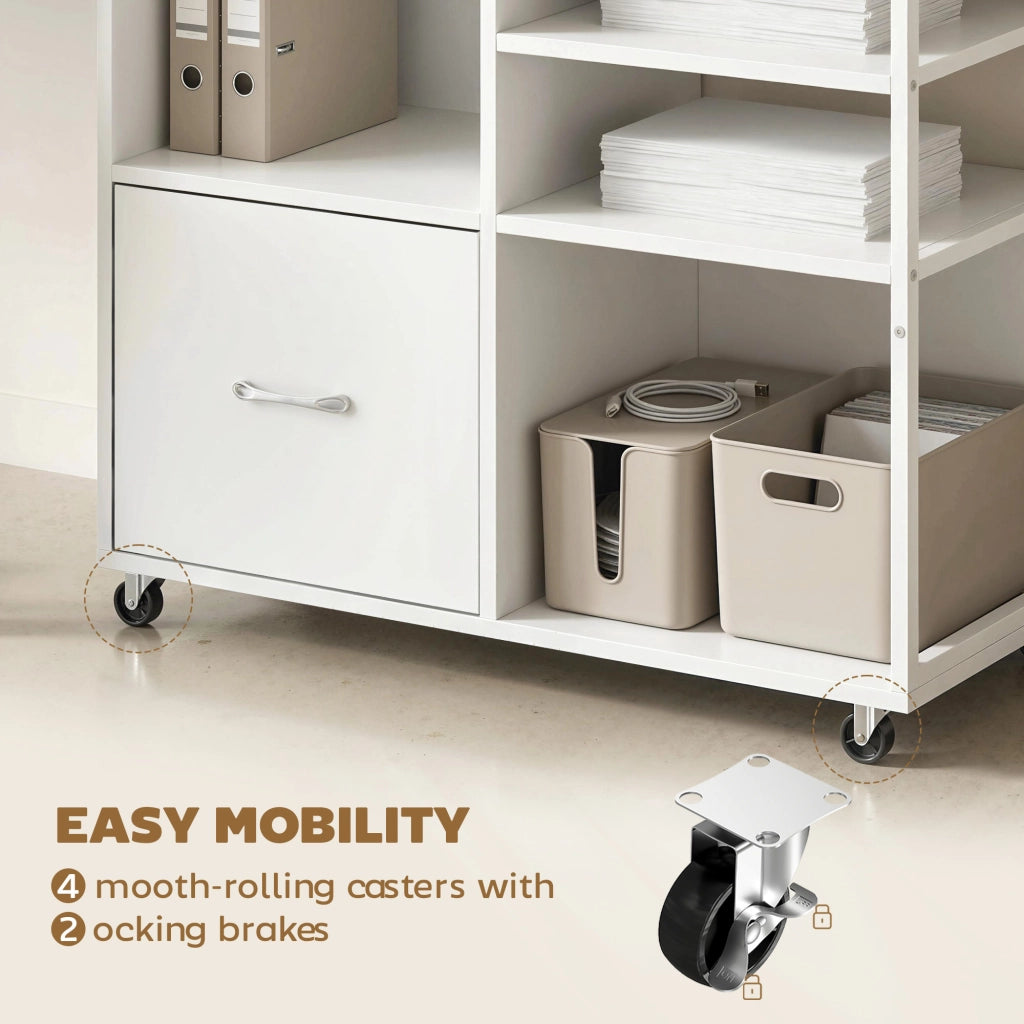 Tavolo con cassetto A4 e ruote ¨C Minimal ¨C Bianco