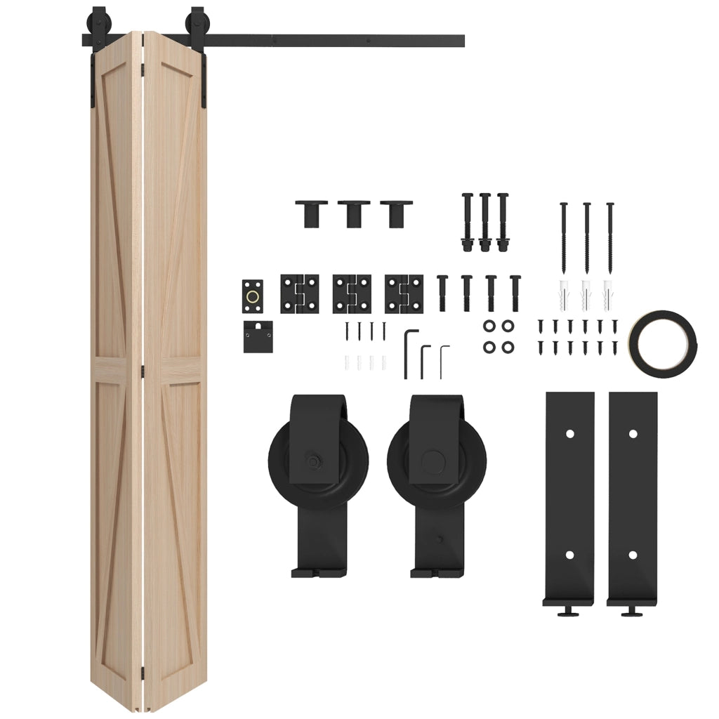Kit Porta Scorrevole Pieghevole ¨C Xylo ¨C Acciaio Carbonio Nero 122x0.5x4 cm