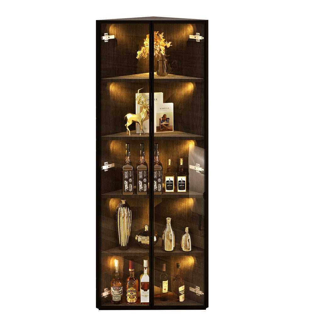 Vetrina con LED ¨C MINIMAL ¨C Nero, Vetro Temperato, 62x35x160 cm