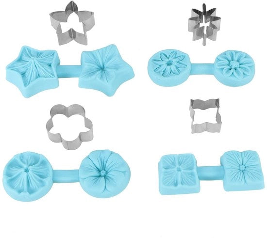 Set di Modelli in Silicone per Fondant e Cakes a Foggia di Fiore - 4 Pezzi - Utensile di Cottura Riciclabile - Adatto per Cupcake e Cioccolato - Materiale Sicuro e Sostenibile - Facile da Pulire - Forma per Cottura