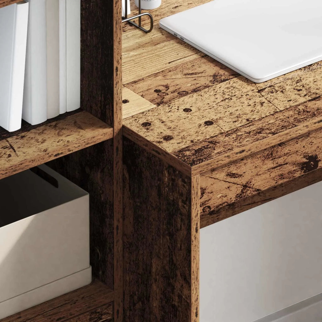 Scrivania con cassetto con lo scaffale 2 pcs Legno vecchio 3337367
