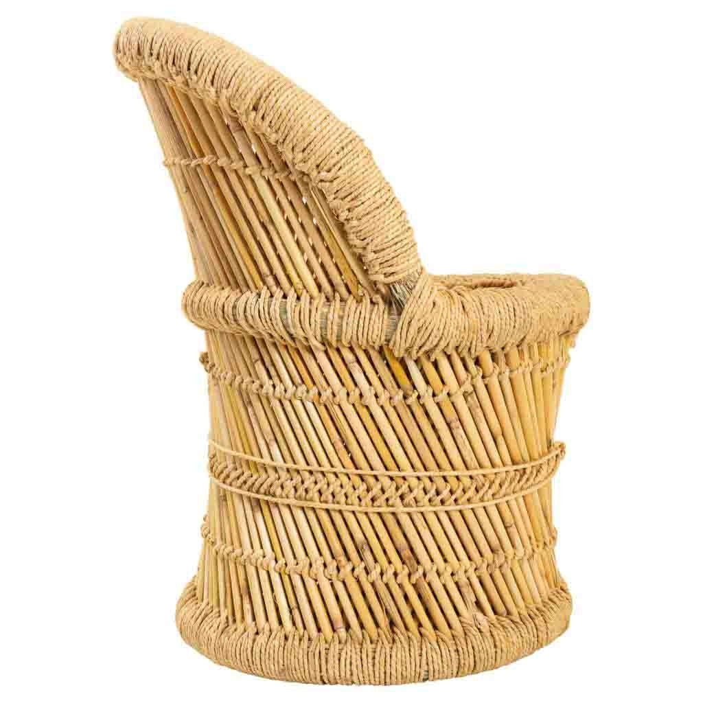Set di 2 poltrone e sgabello in bambù e corda marrone