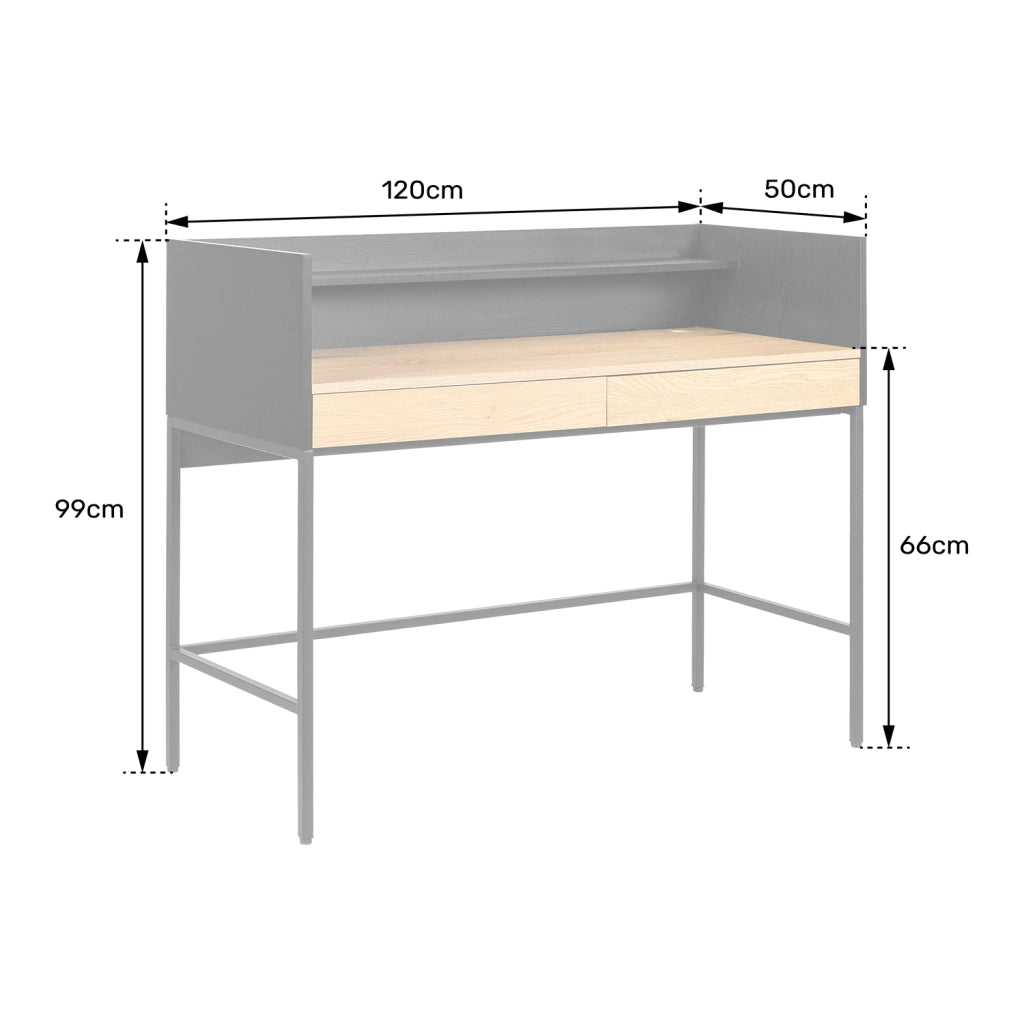 Scrivania ARTHUR a 2 cassetti in legno e nero