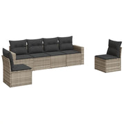Set Divano da Giardino 6pz | Set Salotto da Giardino con Cuscini Grigio Chiaro Polyrattan
