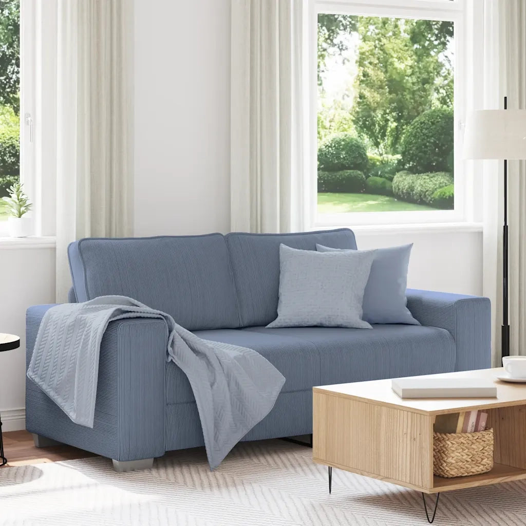 Divano Divanetto-Sofa Blu 140 cm Tessuto di Velluto a Coste