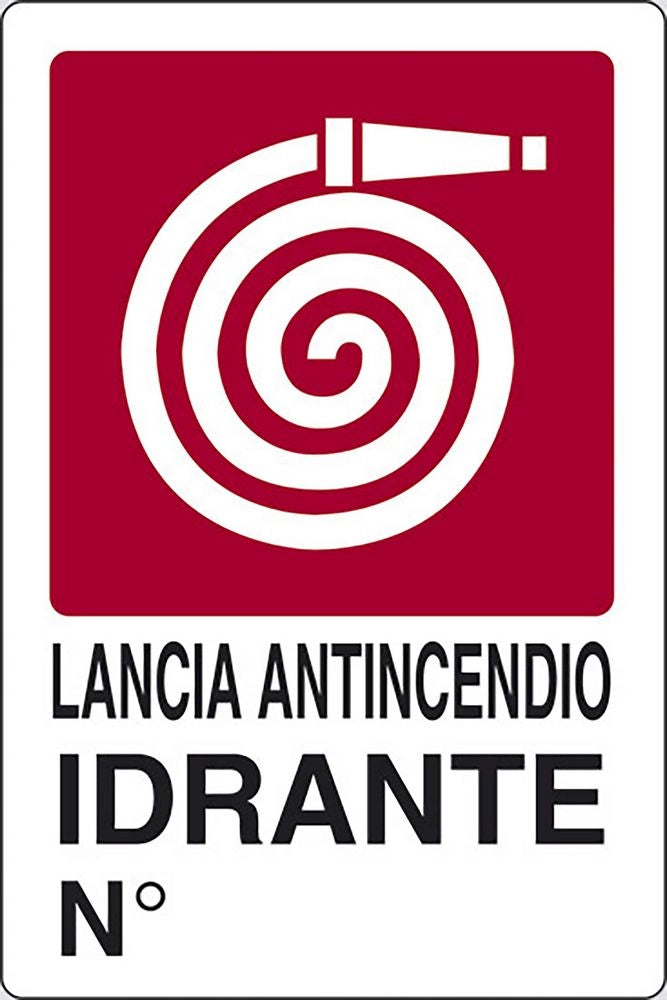 START Cartello Lancia antincendio idrante N luoghi pubblici 30CMx20CM Plastica
