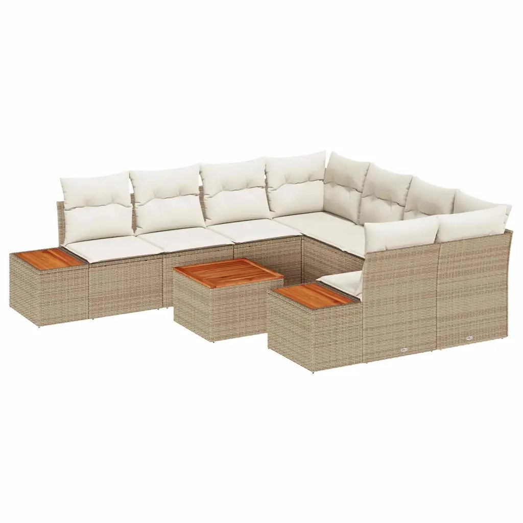 Set Divano da Giardino 9 pcs Beige Poly Rattan 3356726