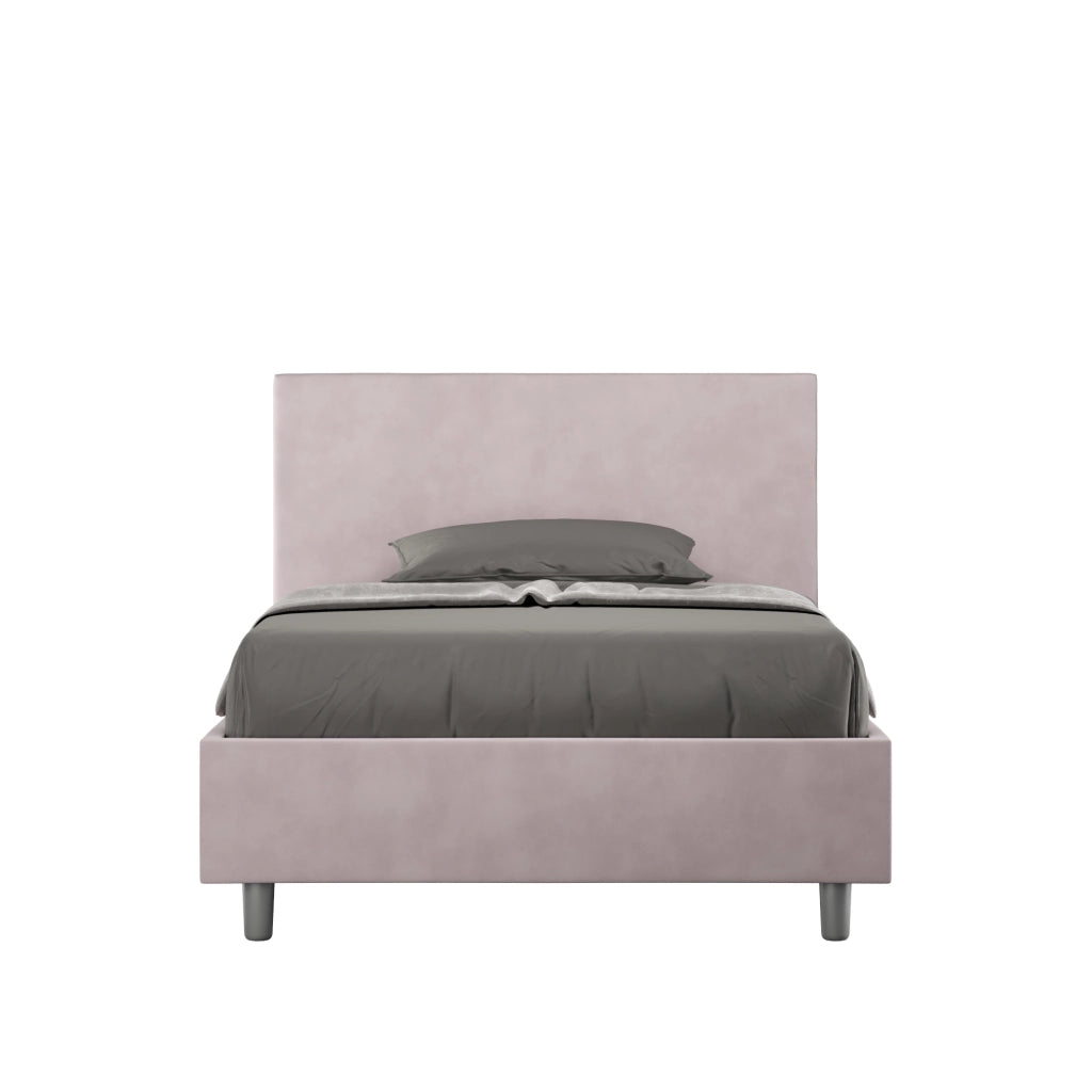 BS COM Letto una piazza e mezza contenitore imbottito 110x200 microfibra glicine