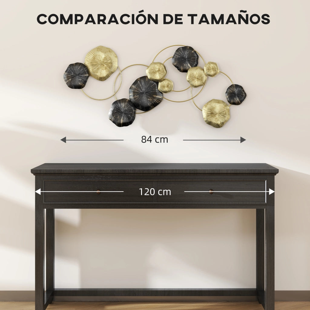 Scultura a Parete Foglia di Loto ¨C zephmum ¨C 84x35 cm Dorato e Nero
