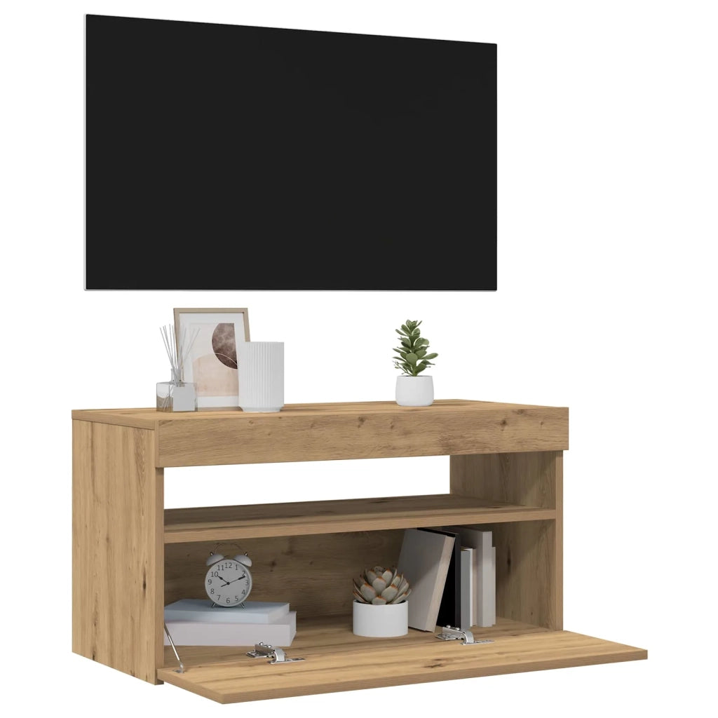Mobile Porta TV con LED Artigianale 75x35x40 cm Multistrato 856317