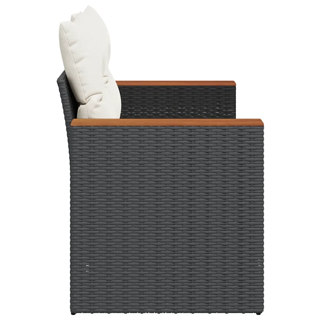 Divano da Giardino con Cuscini a 2 Posti-Sofa da Giardino-Divano da esterno Nero in Polyrattan 216353
