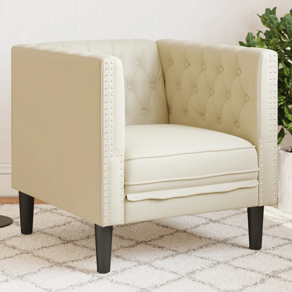 Poltrona | Sedia Relax Chesterfield Crema in Ecopelle