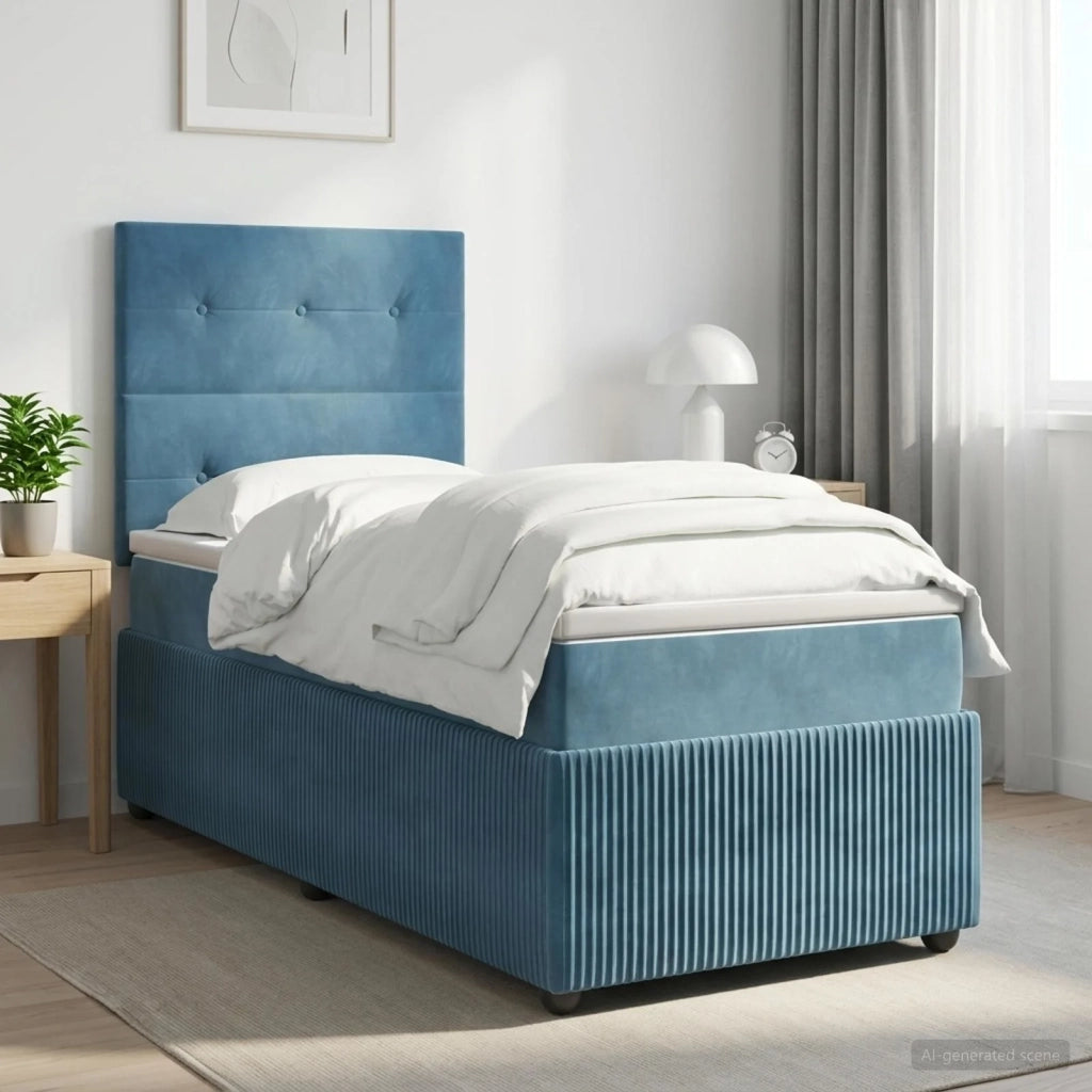 Letto box spring con materasso Blu 90 x 200 cm Velluto 3454533